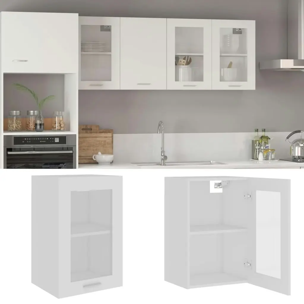 Hanging Glass Cabinet White 40x31x60 cm Engineered Wood 802505