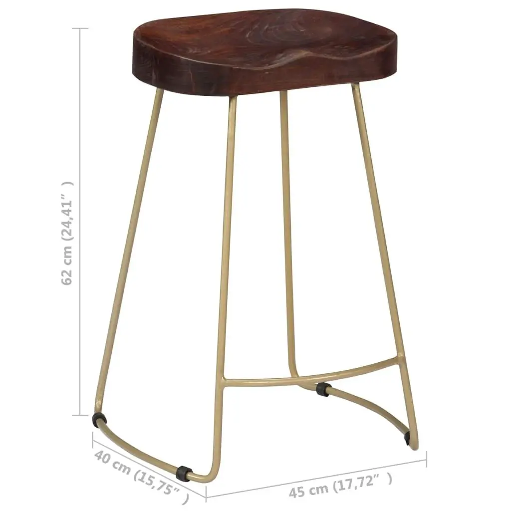 Gavin Bar Stools 2 pcs Solid Mango Wood 247834