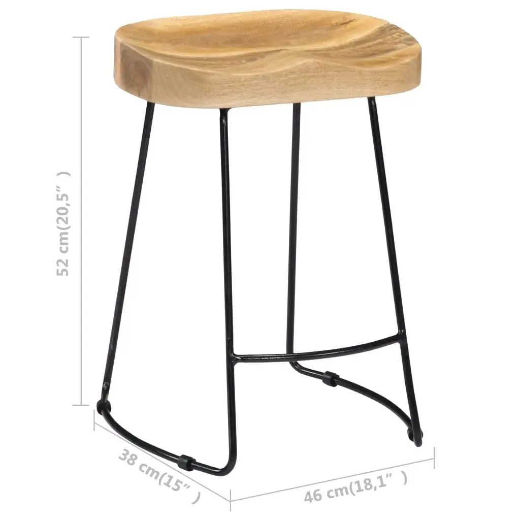 Gavin Bar Stools 2 pcs Solid Mango Wood 247836