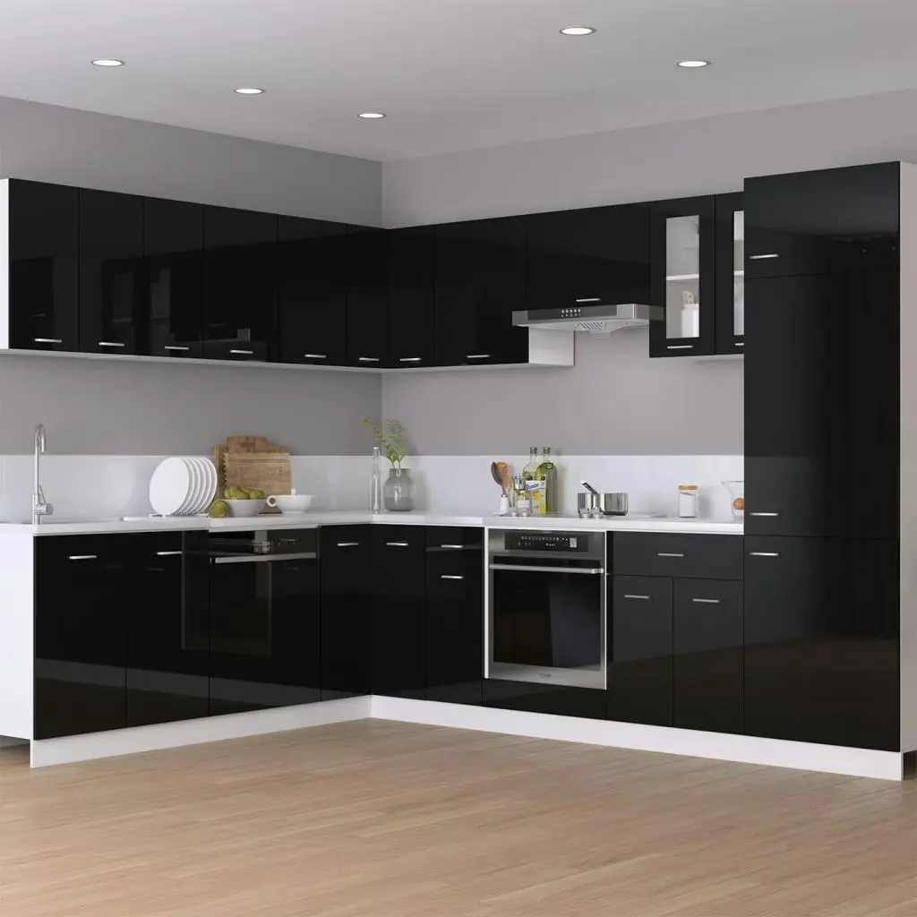 Hanging Corner Cabinet High Gloss Black 57x57x60 cm Engineered Wood 806396