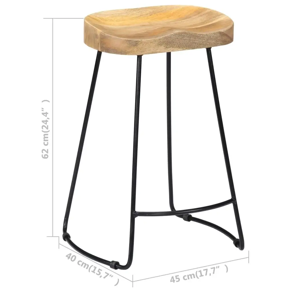 Gavin Bar Stools 2 pcs Solid Mango Wood 247837