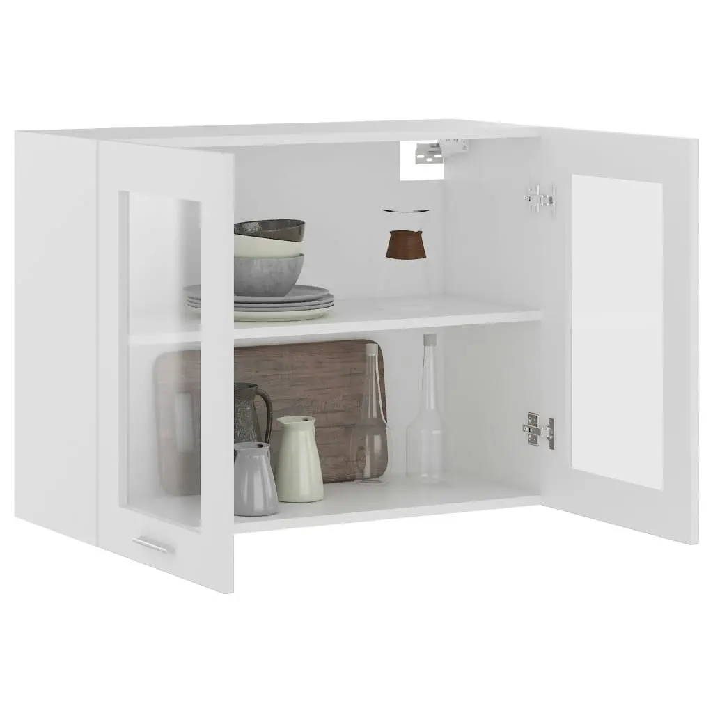 Hanging Glass Cabinet White 80x31x60 cm Engineered Wood 802529