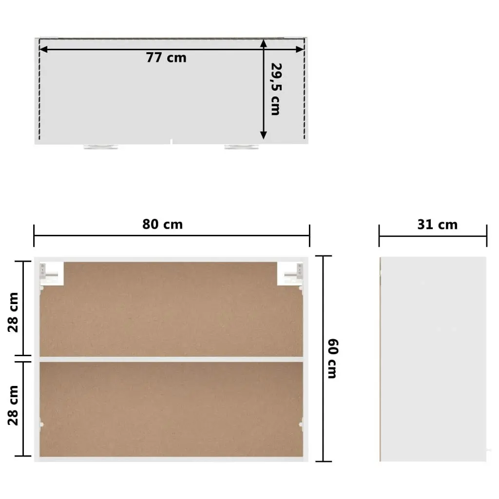 Hanging Cabinet White 80x31x60 cm Engineered Wood 801276