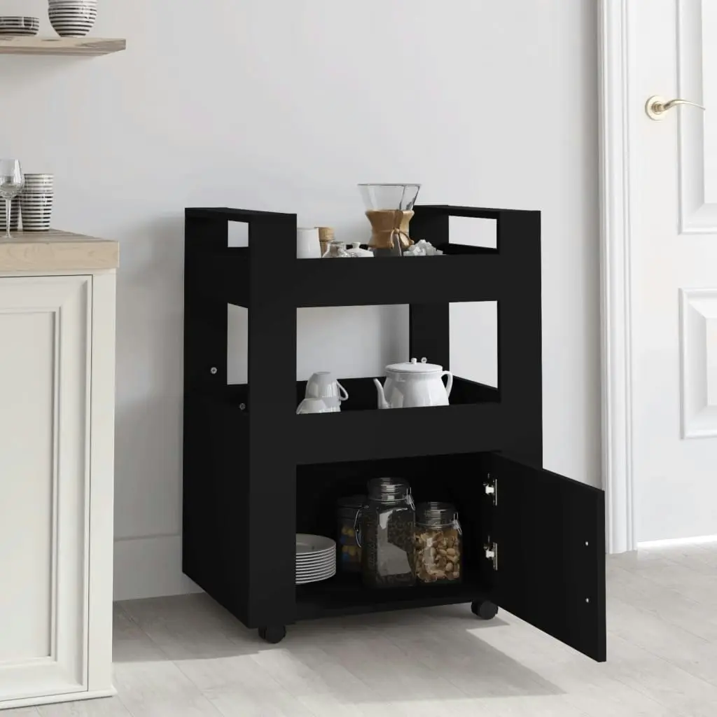 Kitchen Trolley Black 60x45x80 cm Engineered Wood 816825