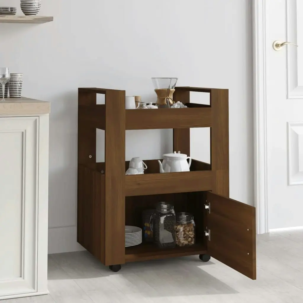 Kitchen Trolley Brown Oak 60x45x80 cm Engineered Wood 816831