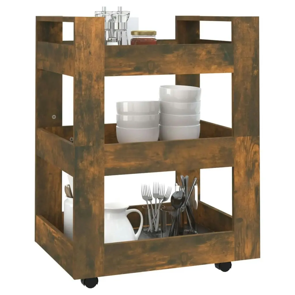 Kitchen Trolley Smoked Oak 60x45x80 cm Engineered Wood 816821