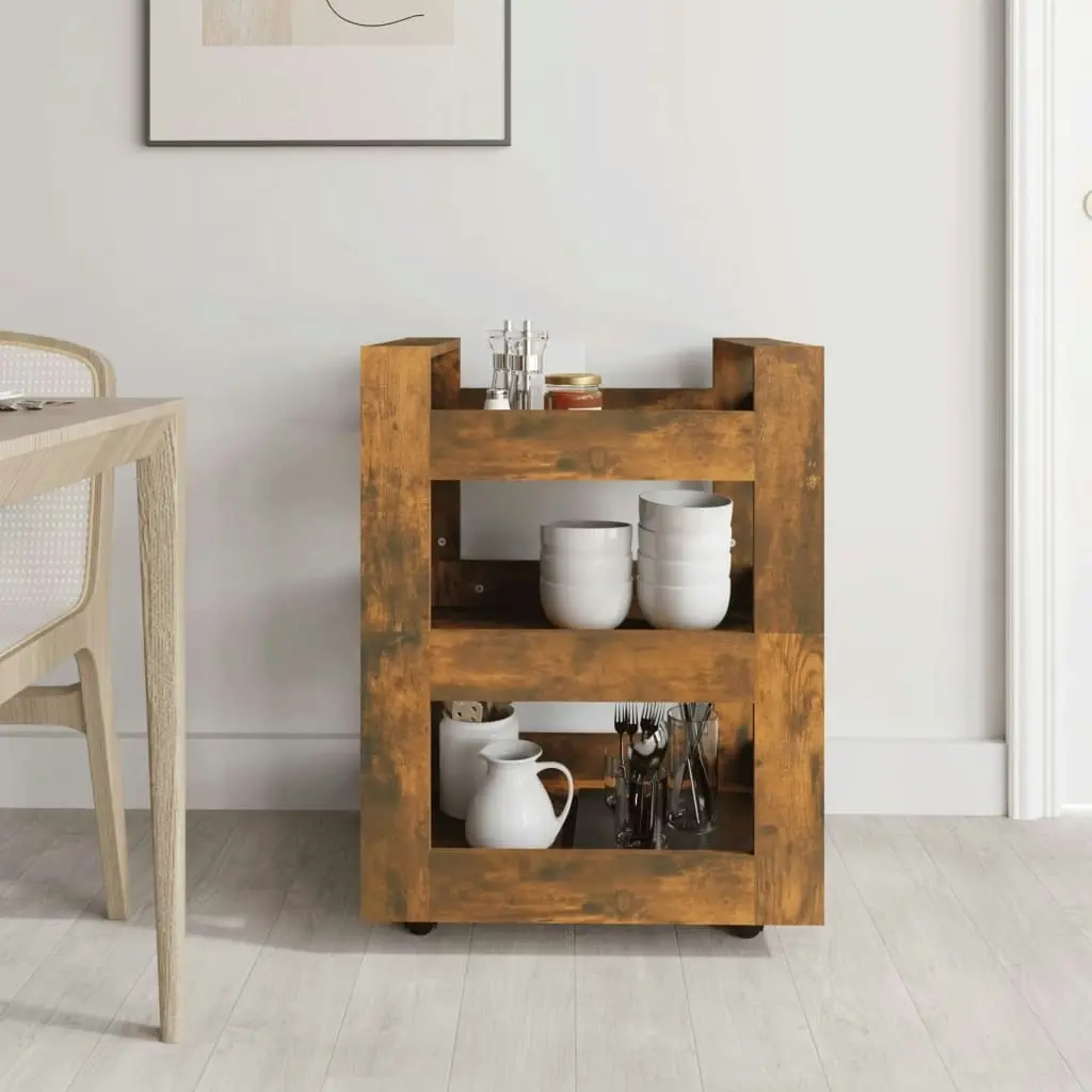 Kitchen Trolley Smoked Oak 60x45x80 cm Engineered Wood 816821