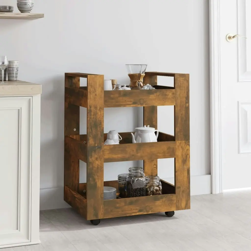 Kitchen Trolley Smoked Oak 60x45x80 cm Engineered Wood 816821