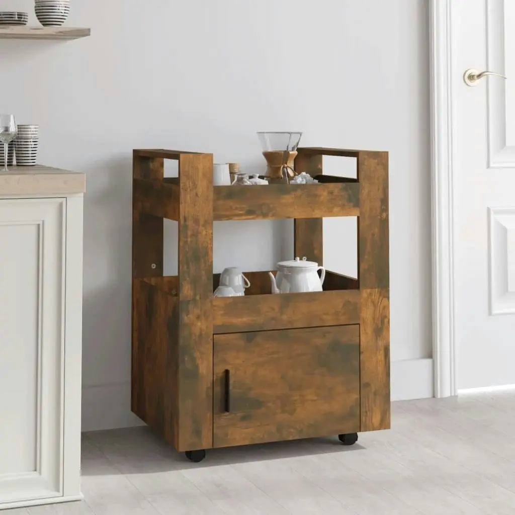 Kitchen Trolley Smoked Oak 60x45x80 cm Engineered Wood 816829