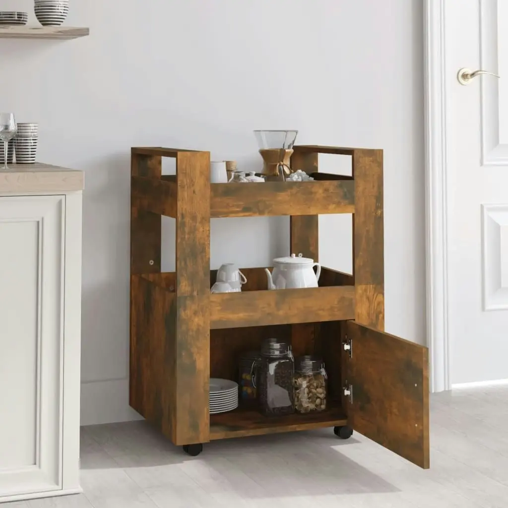 Kitchen Trolley Smoked Oak 60x45x80 cm Engineered Wood 816829