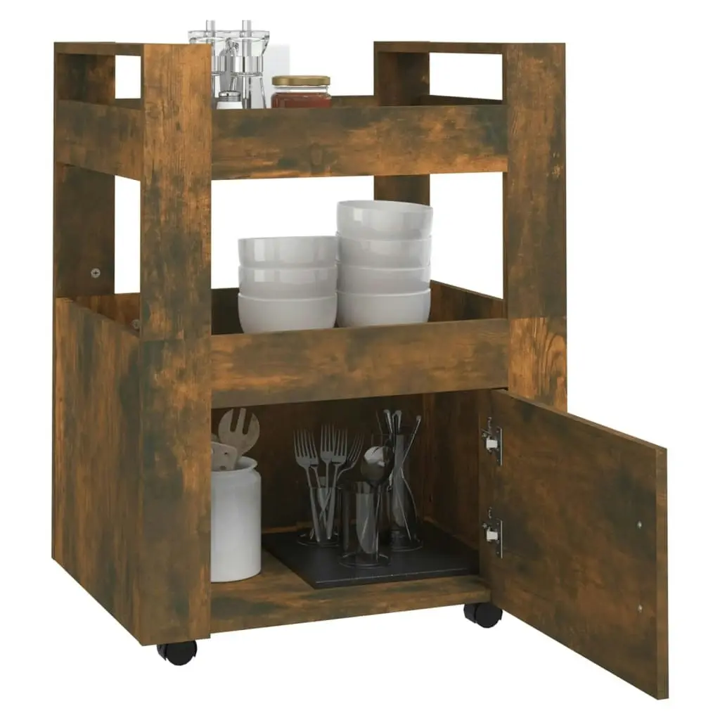 Kitchen Trolley Smoked Oak 60x45x80 cm Engineered Wood 816829