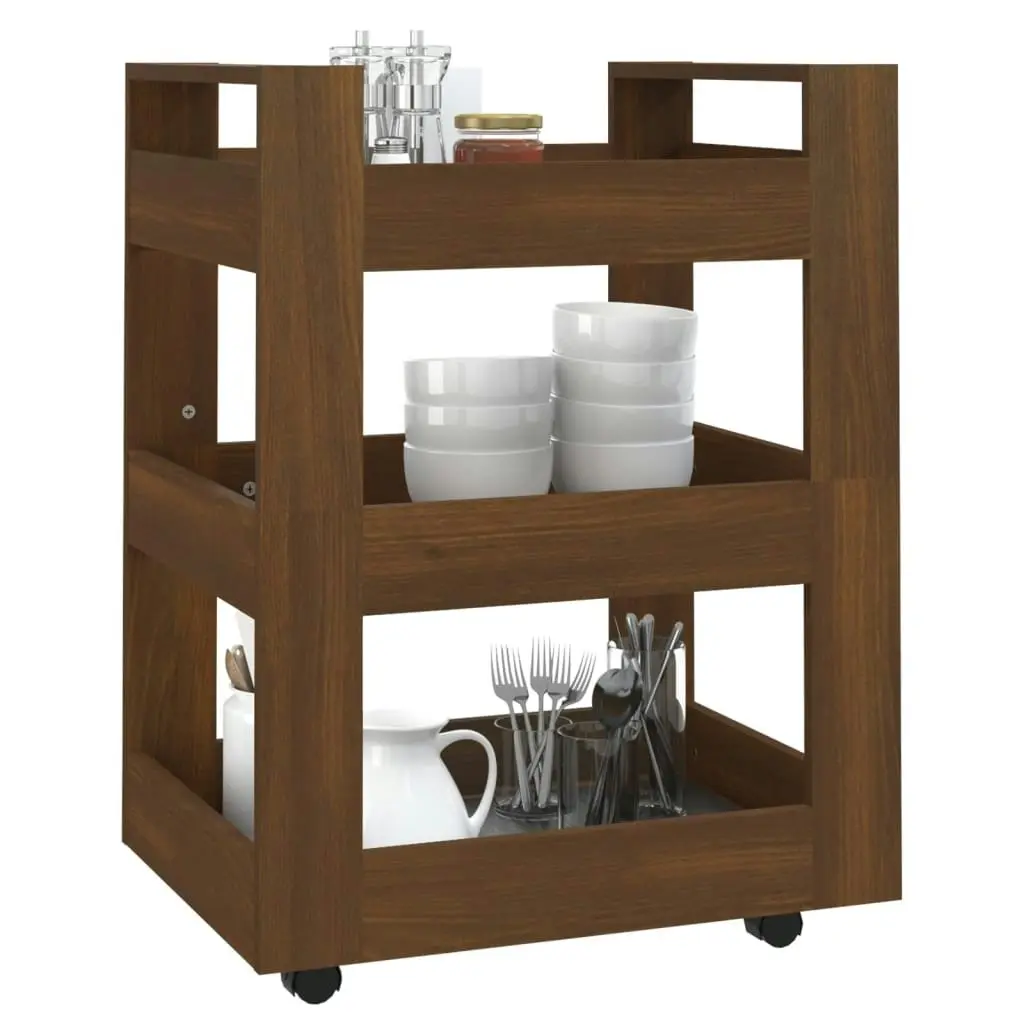 Kitchen Trolley Brown Oak 60x45x80 cm Engineered Wood 816823