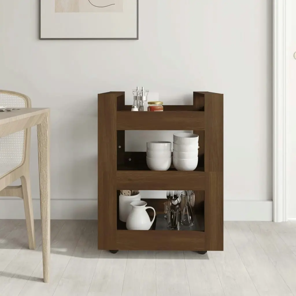 Kitchen Trolley Brown Oak 60x45x80 cm Engineered Wood 816823