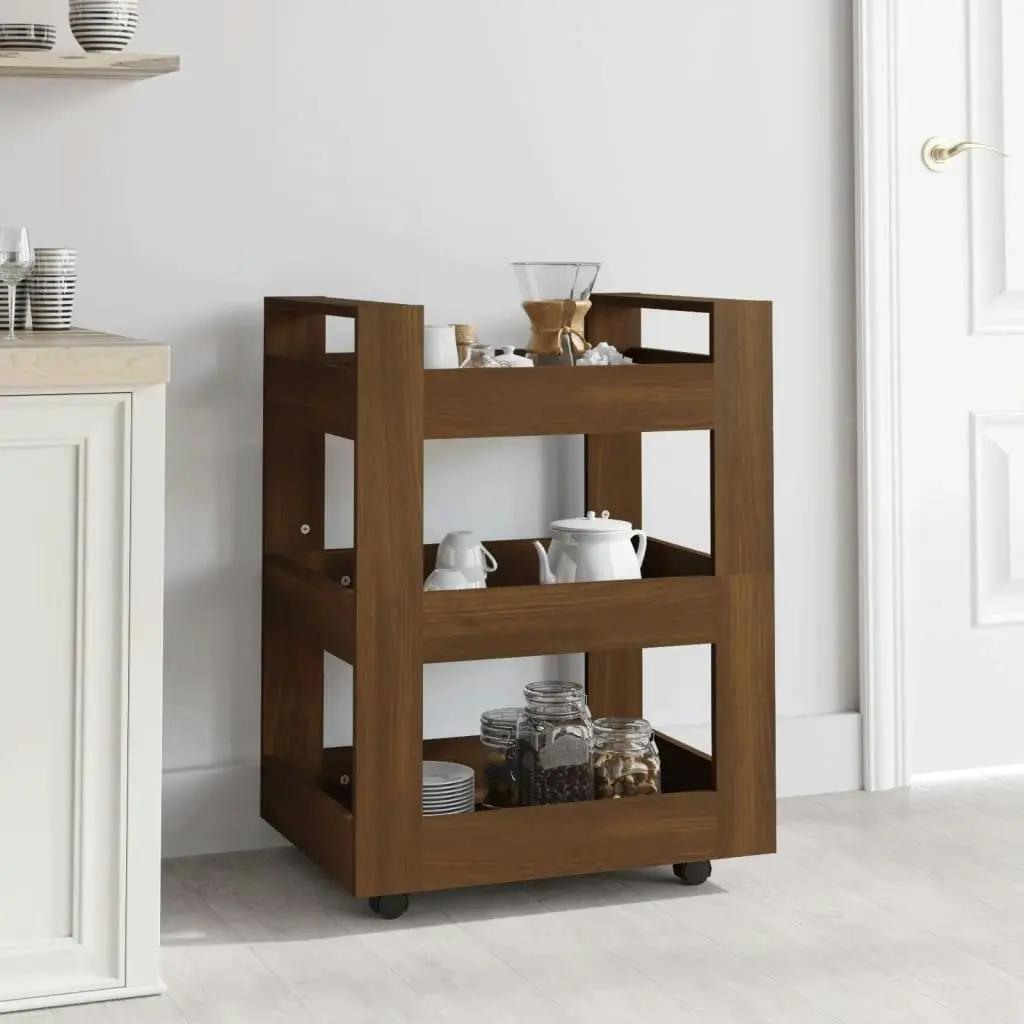 Kitchen Trolley Brown Oak 60x45x80 cm Engineered Wood 816823