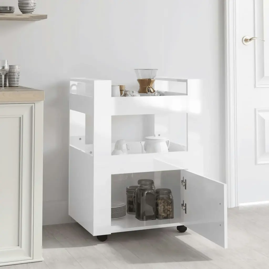 Kitchen Trolley High Gloss White 60x45x80 cm Engineered Wood 816826