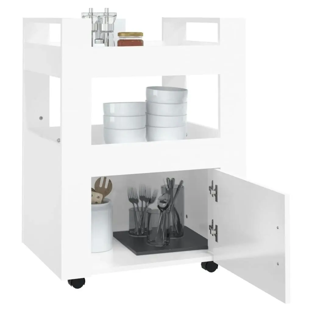 Kitchen Trolley High Gloss White 60x45x80 cm Engineered Wood 816826