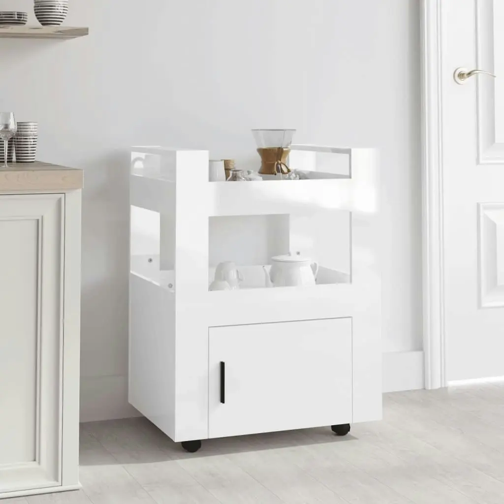 Kitchen Trolley High Gloss White 60x45x80 cm Engineered Wood 816826