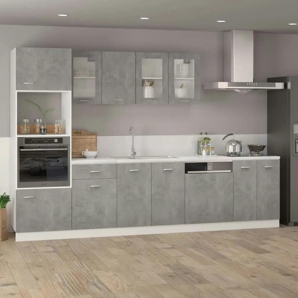 Microwave Cabinet Concrete Grey 60x57x207 cm Engineered Wood 802550