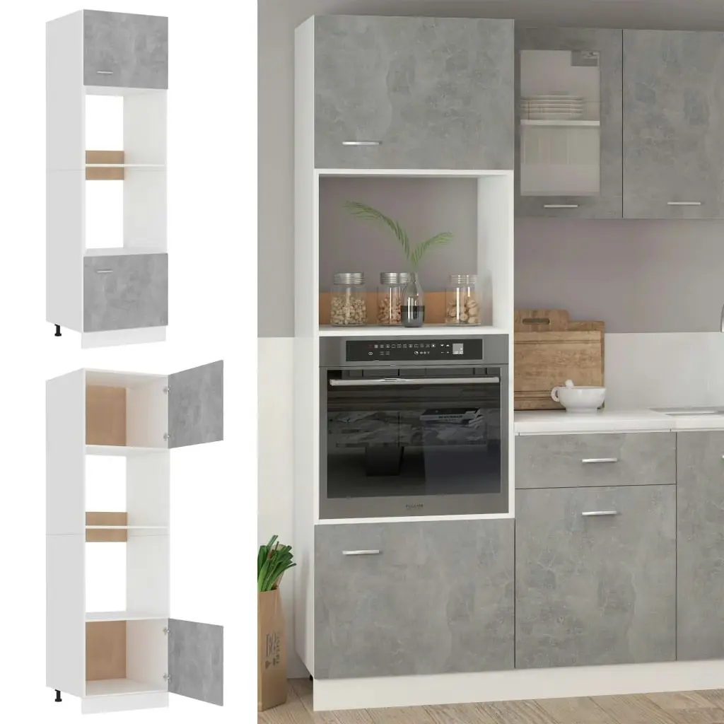 Microwave Cabinet Concrete Grey 60x57x207 cm Engineered Wood 802550