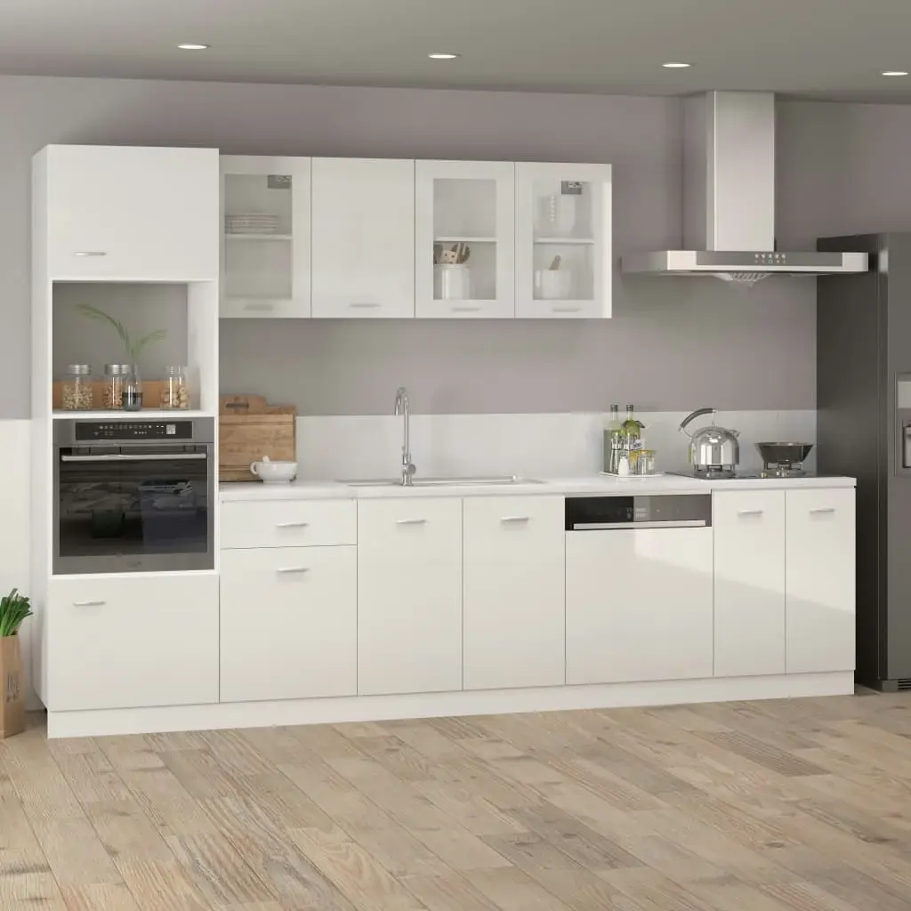 Microwave Cabinet High Gloss White 60x57x207 cm Engineered Wood 802551