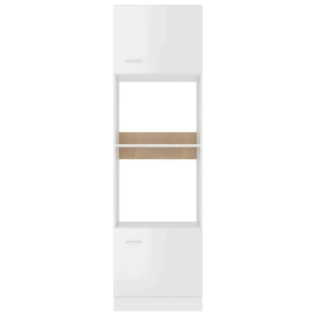 Microwave Cabinet High Gloss White 60x57x207 cm Engineered Wood 802551