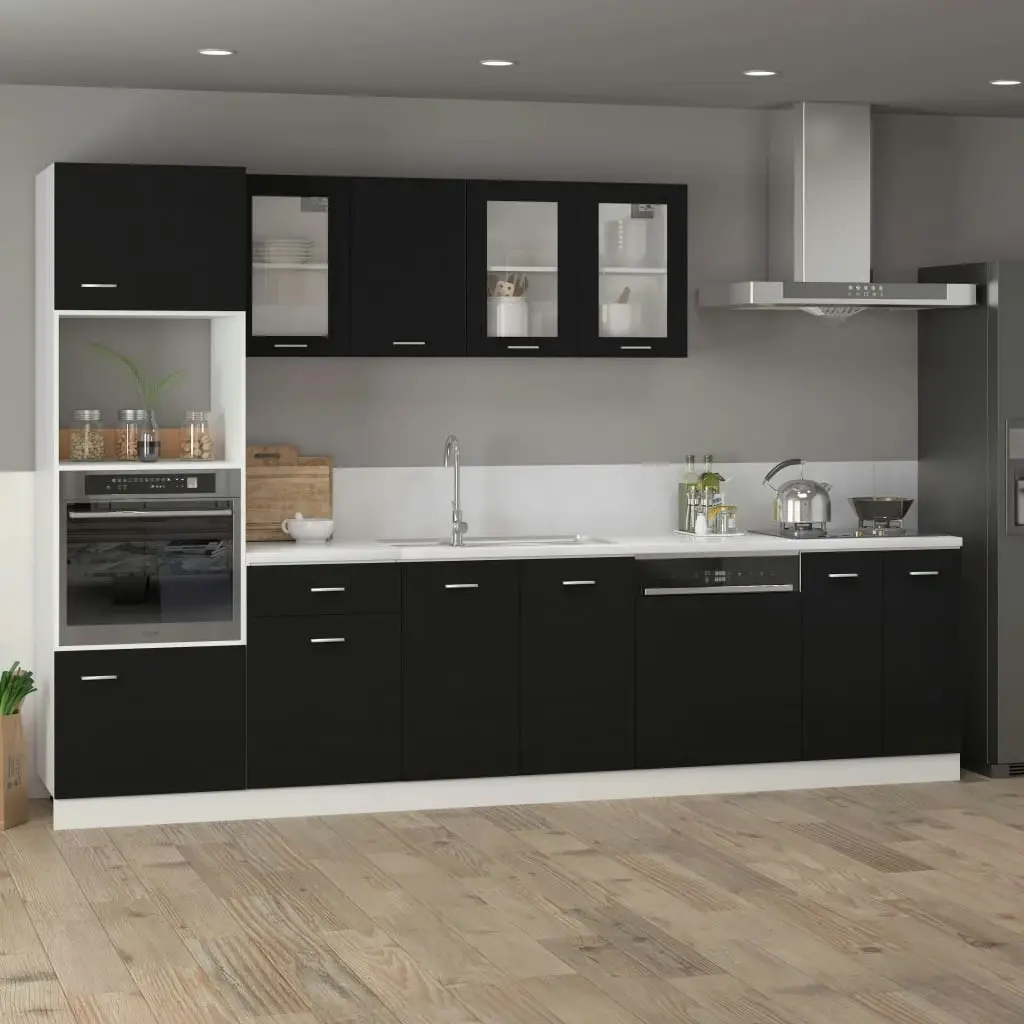 Microwave Cabinet Black 60x57x207 cm Engineered Wood 802547