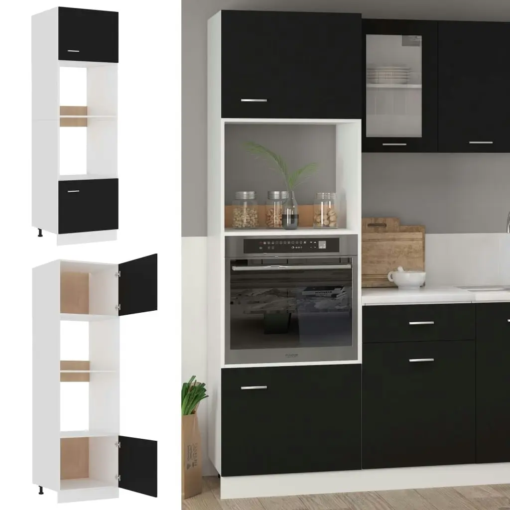 Microwave Cabinet Black 60x57x207 cm Engineered Wood 802547