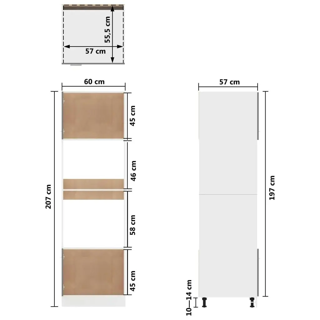 Microwave Cabinet White 60x57x207 cm Engineered Wood 802546