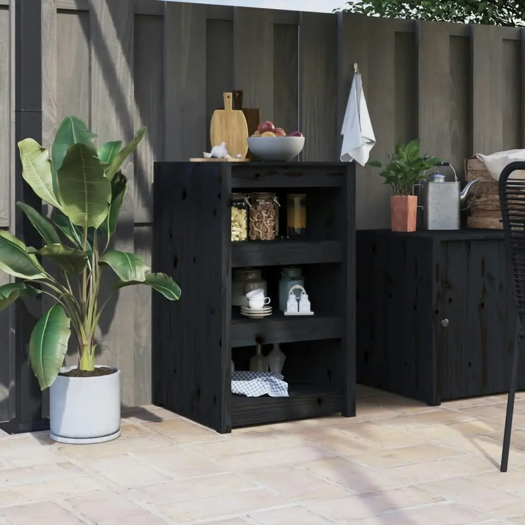 Outdoor Kitchen Cabinet Black 55x55x92 cm Solid Wood Pine 832343