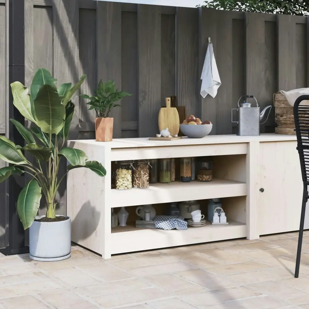 Outdoor Kitchen Cabinet White 106x55x64 cm Solid Wood Pine 832334