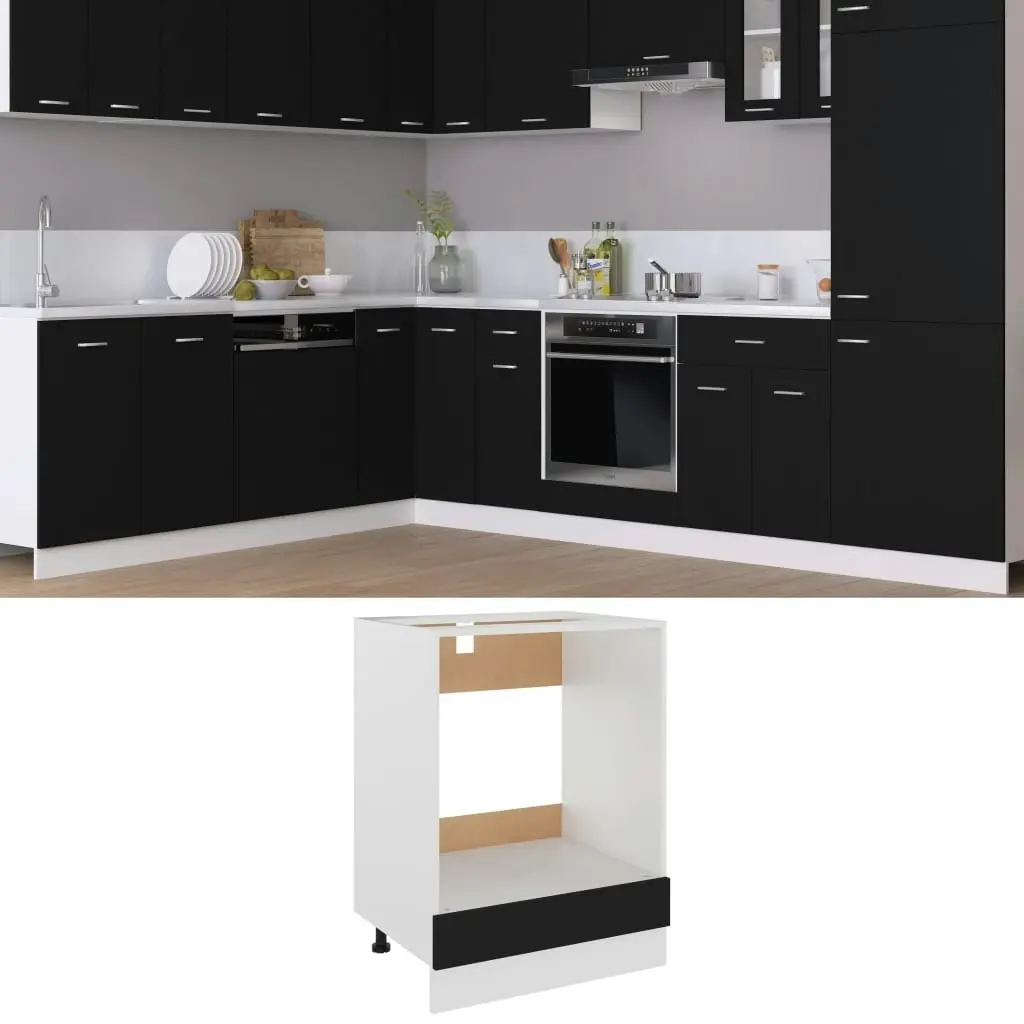 Oven Cabinet Black 60x46x81.5 cm Engineered Wood 802498