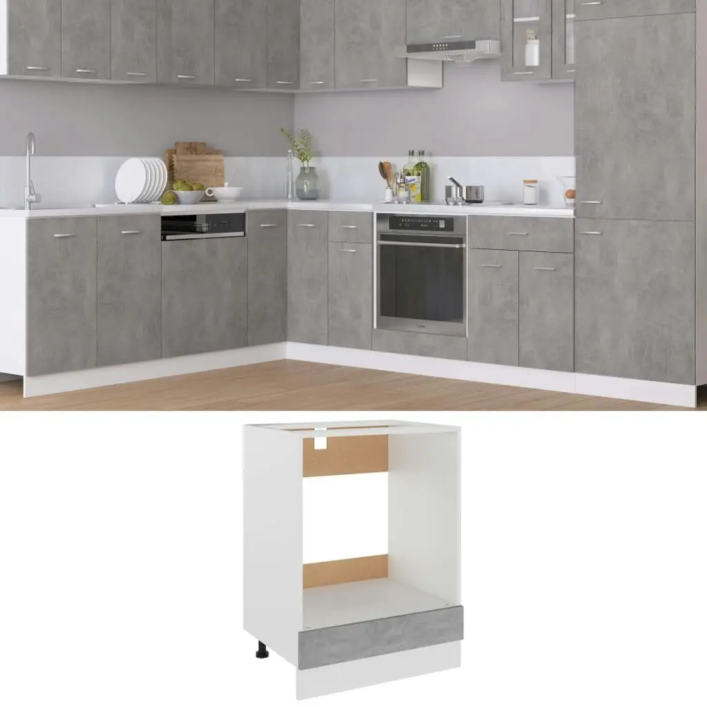 Oven Cabinet Concrete Grey 60x46x81.5 cm Engineered Wood 802501