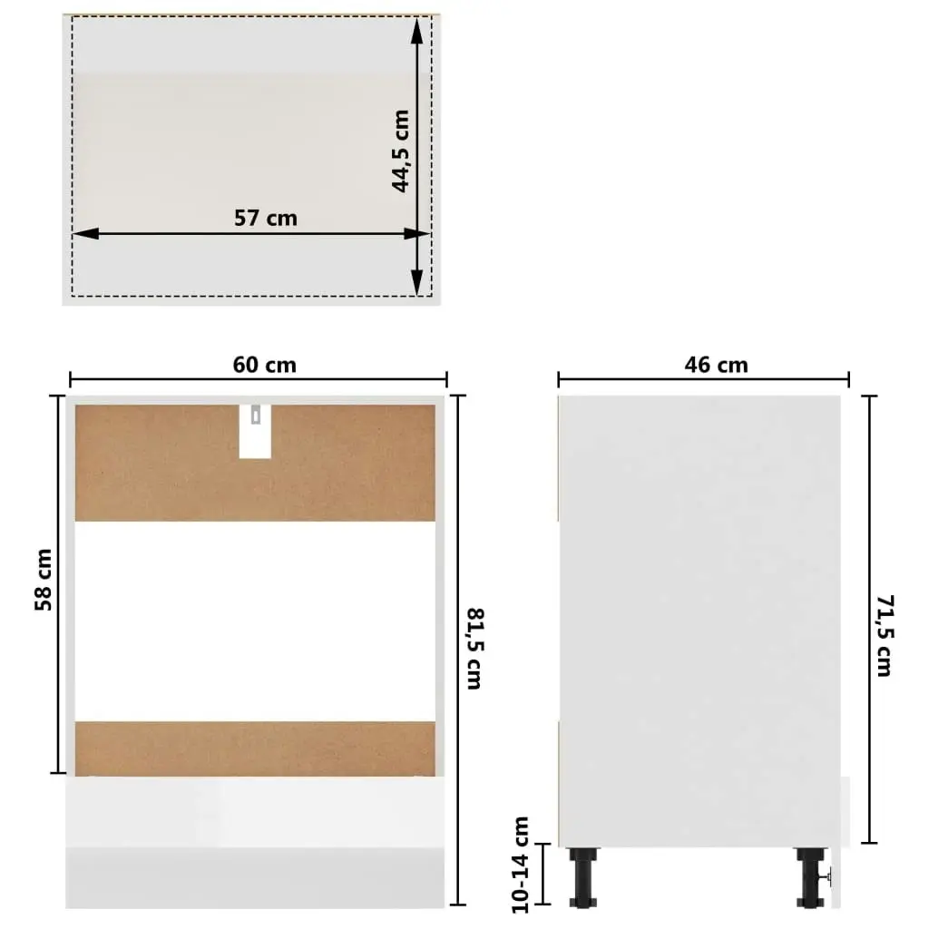 Oven Cabinet High Gloss White 60x46x81.5 cm Engineered Wood 802502