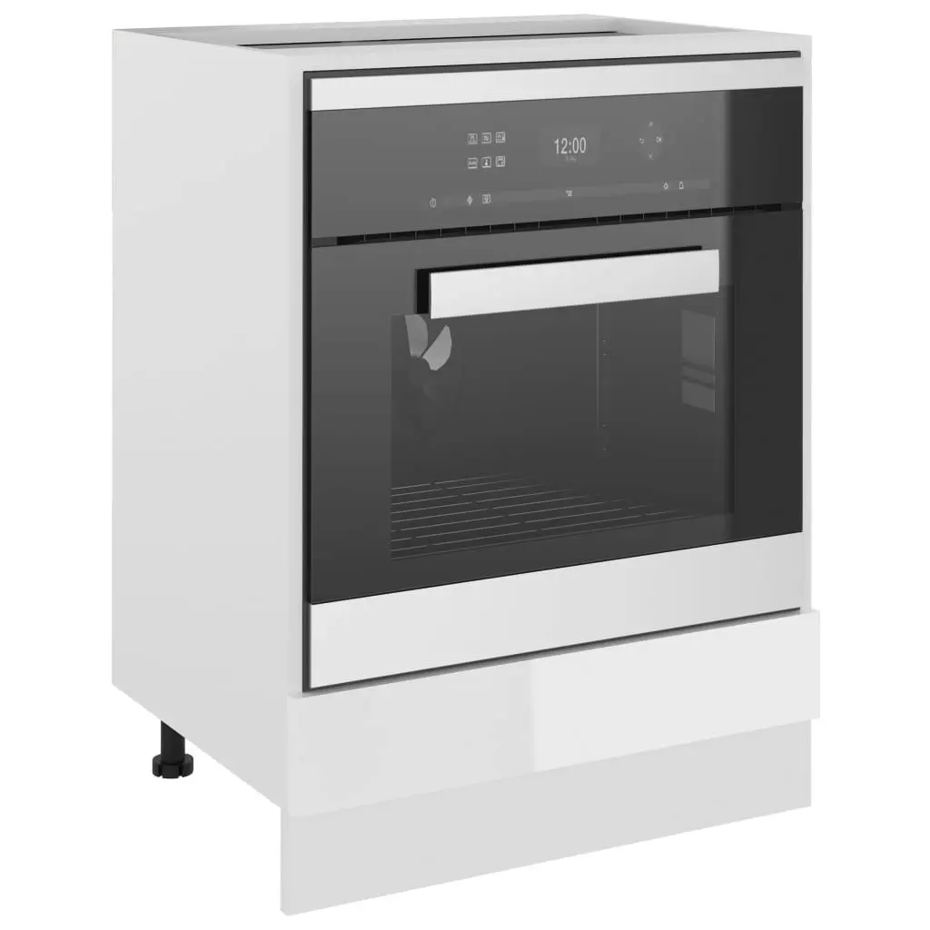 Oven Cabinet High Gloss White 60x46x81.5 cm Engineered Wood 802502