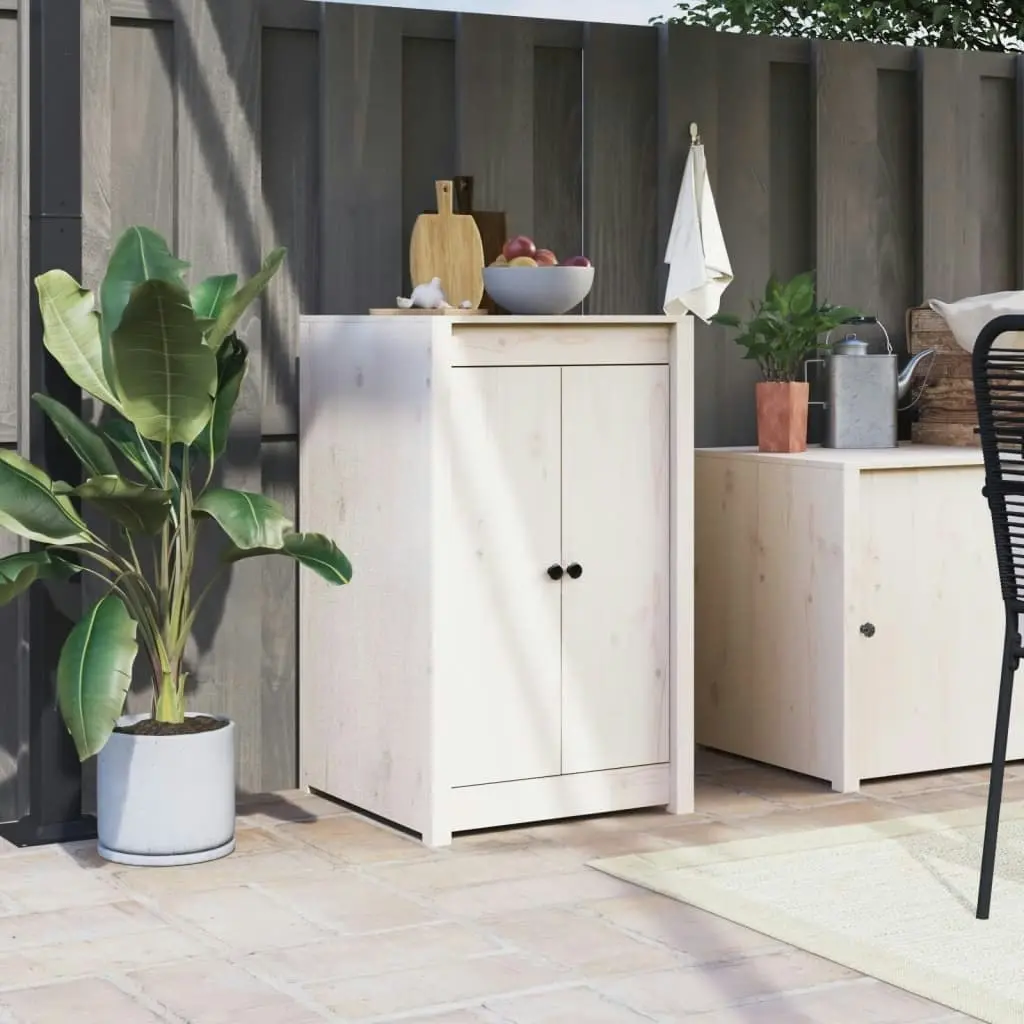 Outdoor Kitchen Cabinet White Solid Wood Pine 3196152