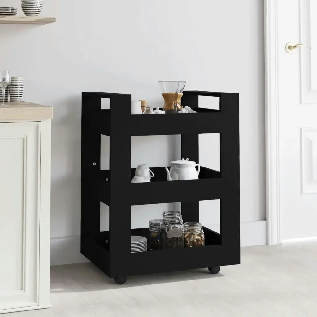 Kitchen Trolley Black 60x45x80 cm Engineered Wood 816817