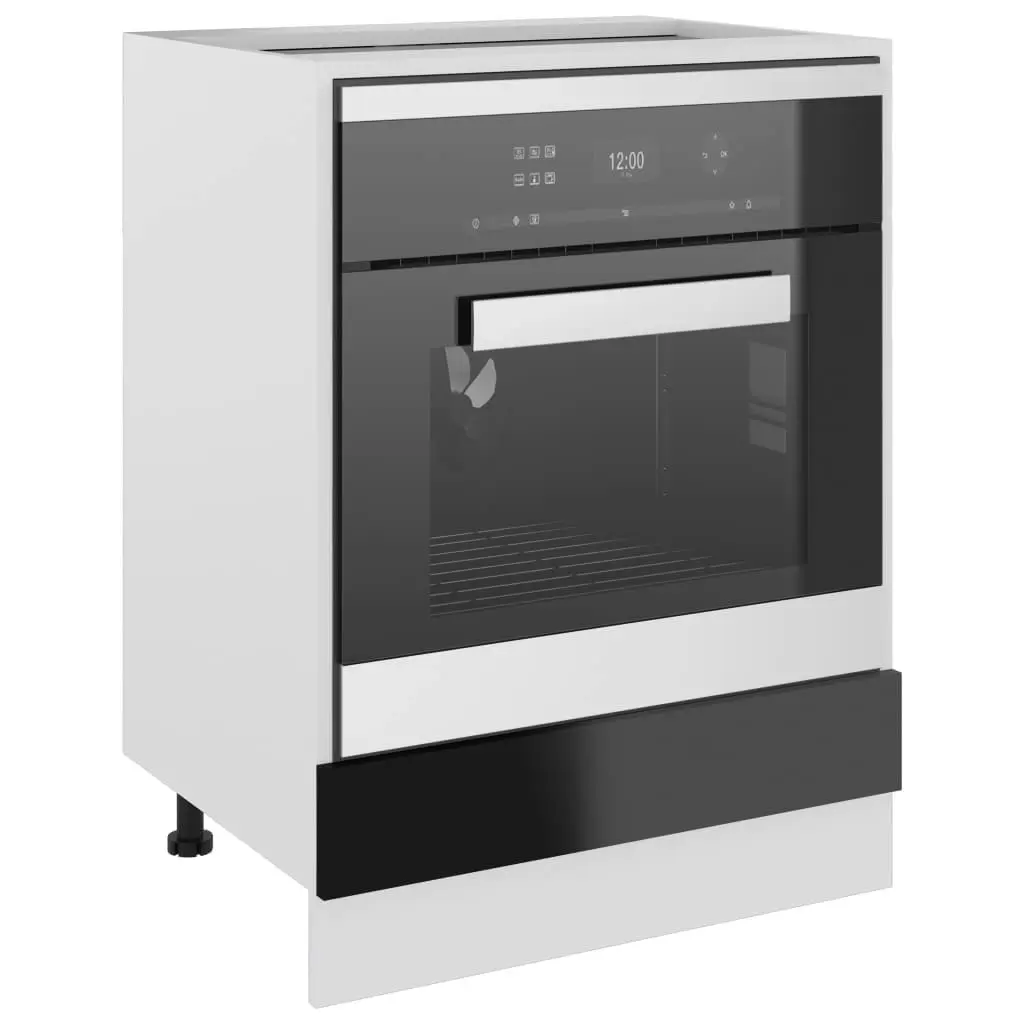 Oven Cabinet High Gloss Black 60x46x81.5 cm Engineered Wood 802503