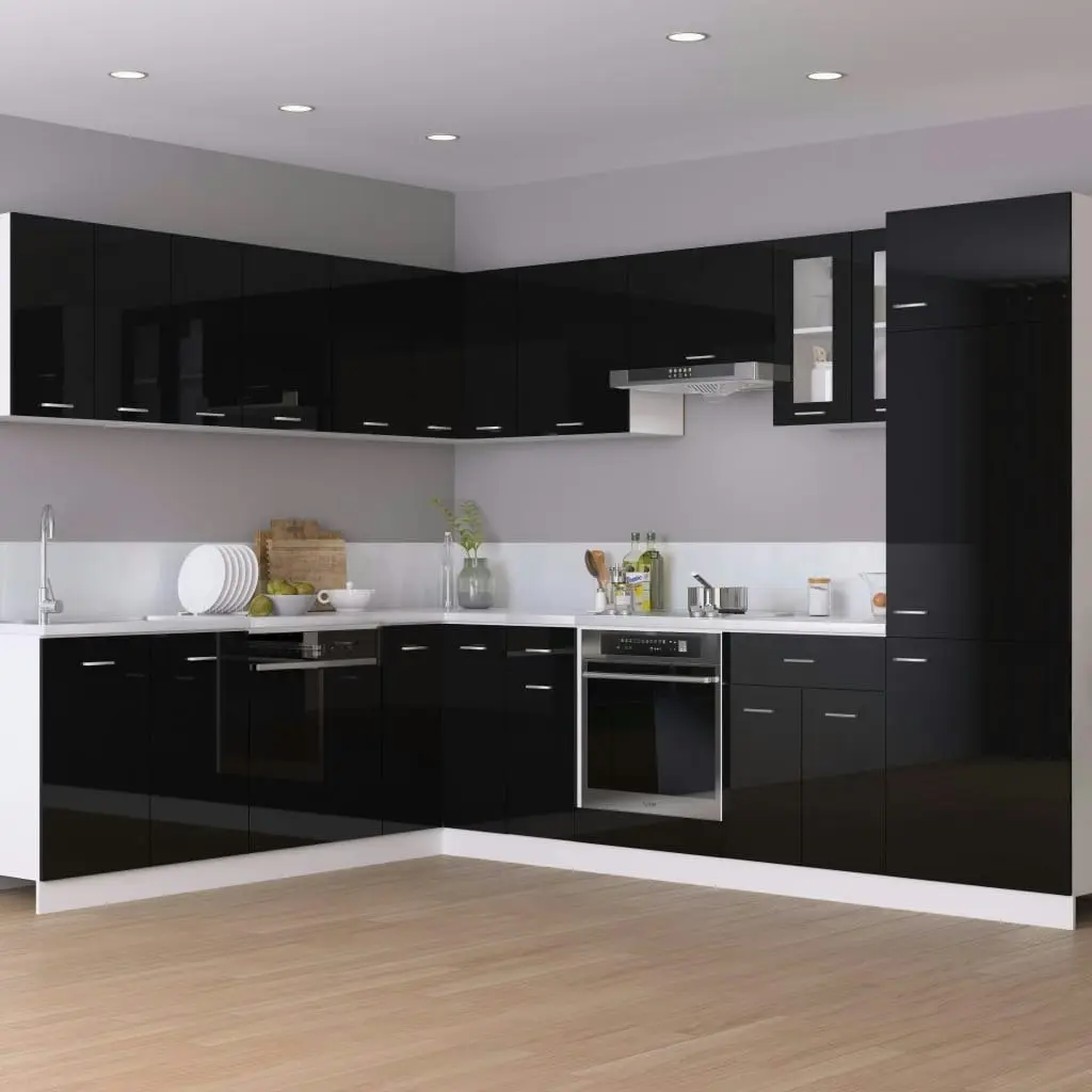 Oven Cabinet High Gloss Black 60x46x81.5 cm Engineered Wood 802503