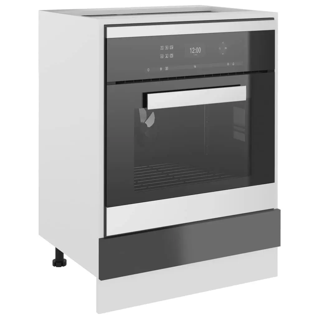 Oven Cabinet High Gloss Grey 60x46x81.5 cm Engineered Wood 802504