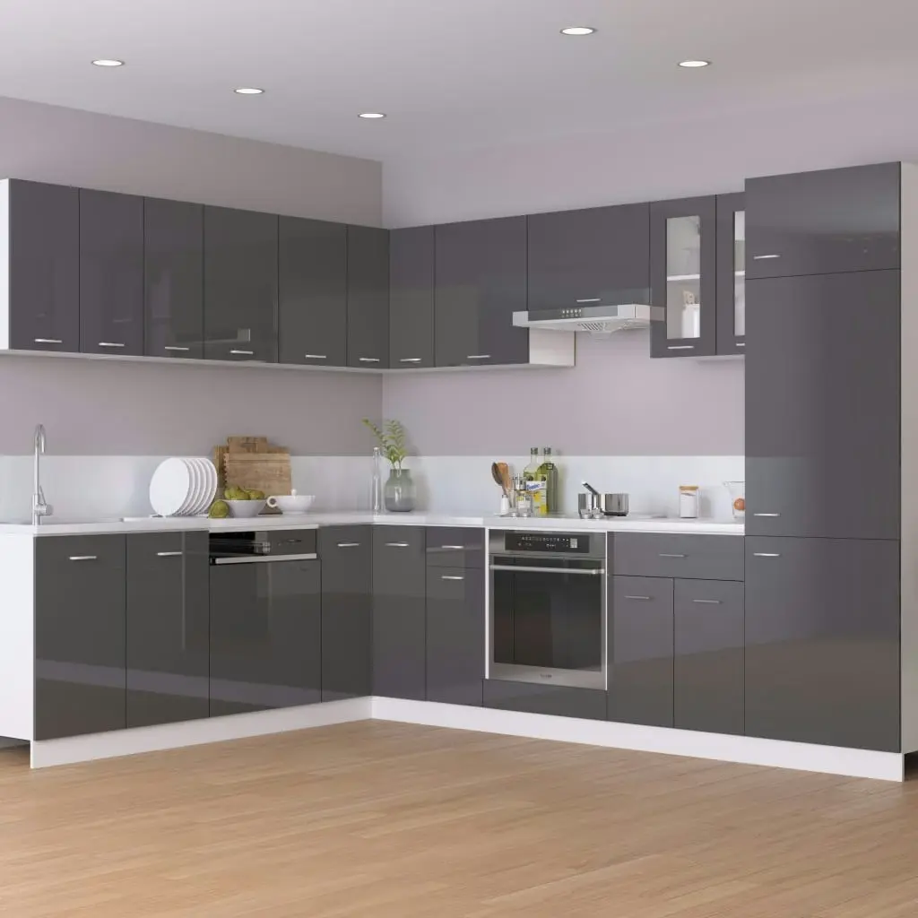 Oven Cabinet High Gloss Grey 60x46x81.5 cm Engineered Wood 802504