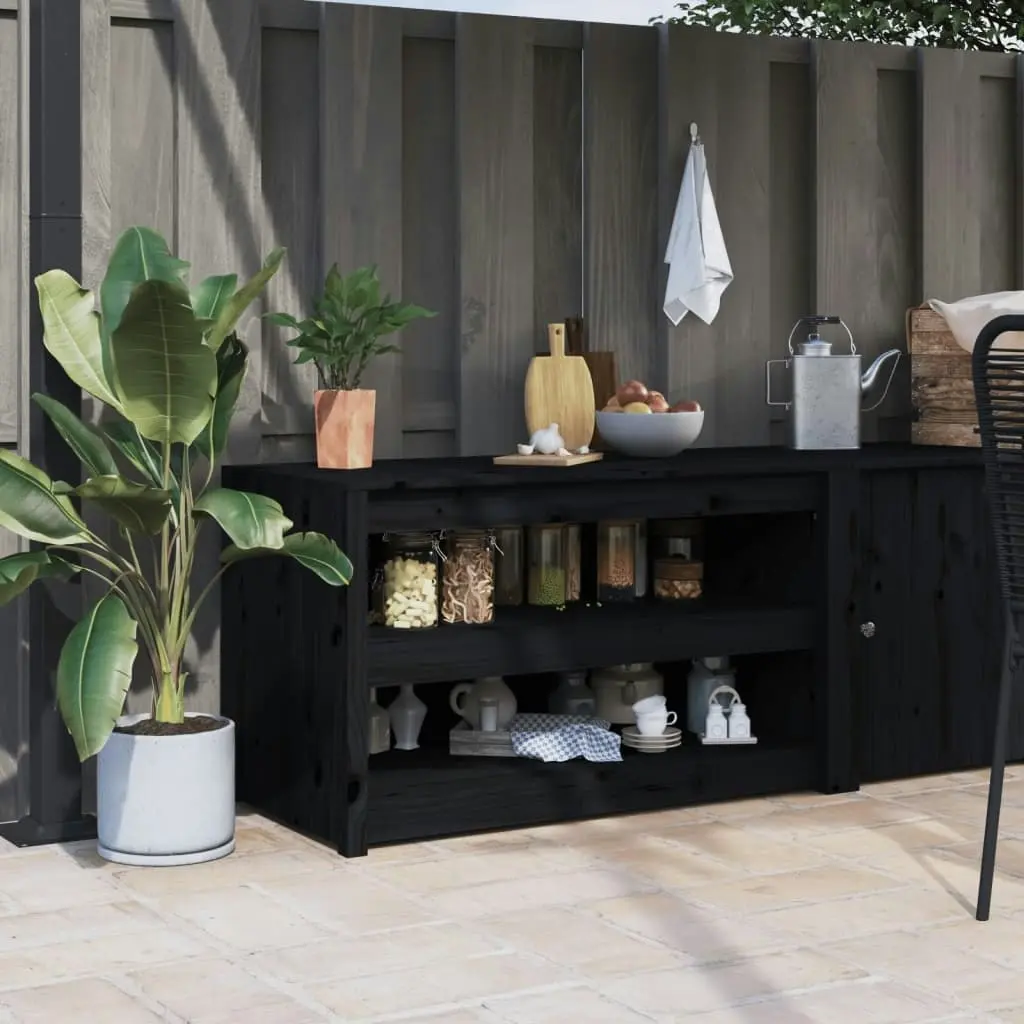 Outdoor Kitchen Cabinet Black 106x55x64 cm Solid Wood Pine 832335