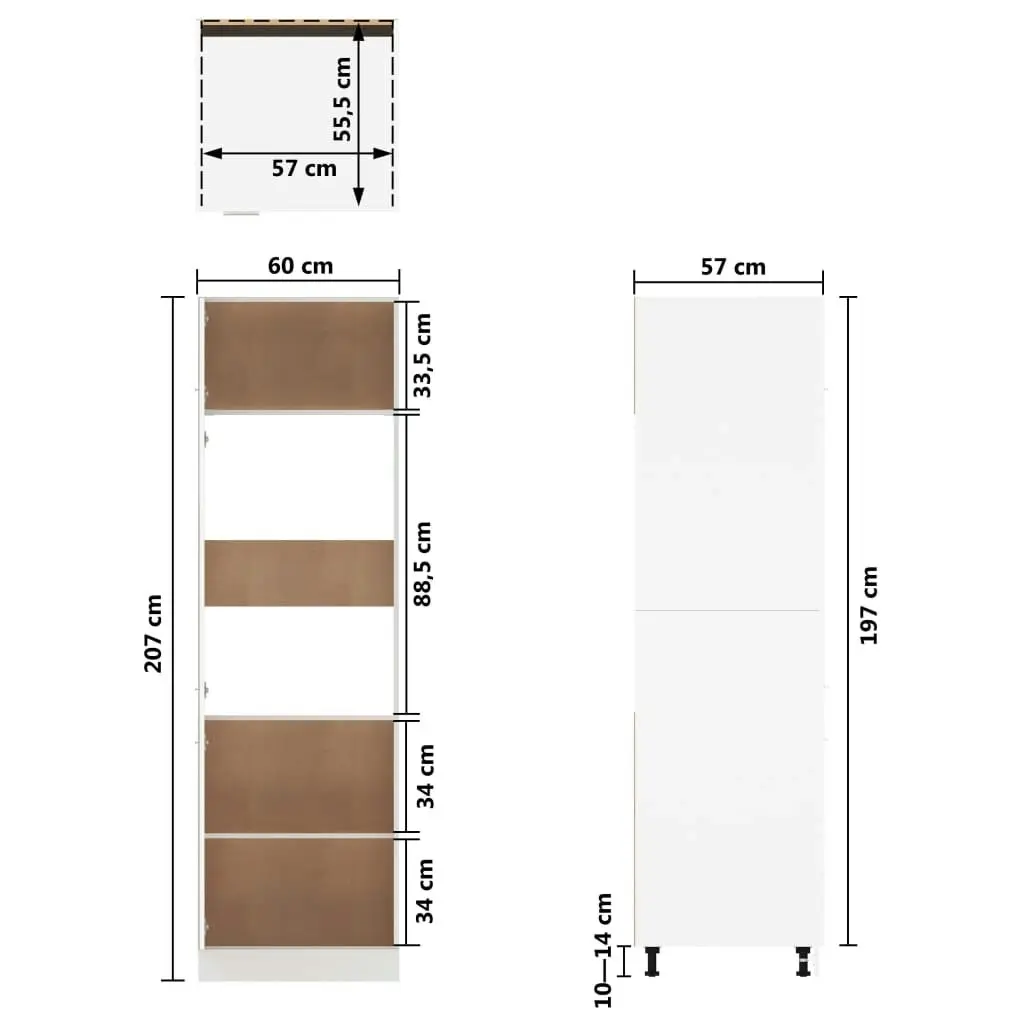 Refrigerator Cabinet White 60x57x207 cm Engineered Wood 802538