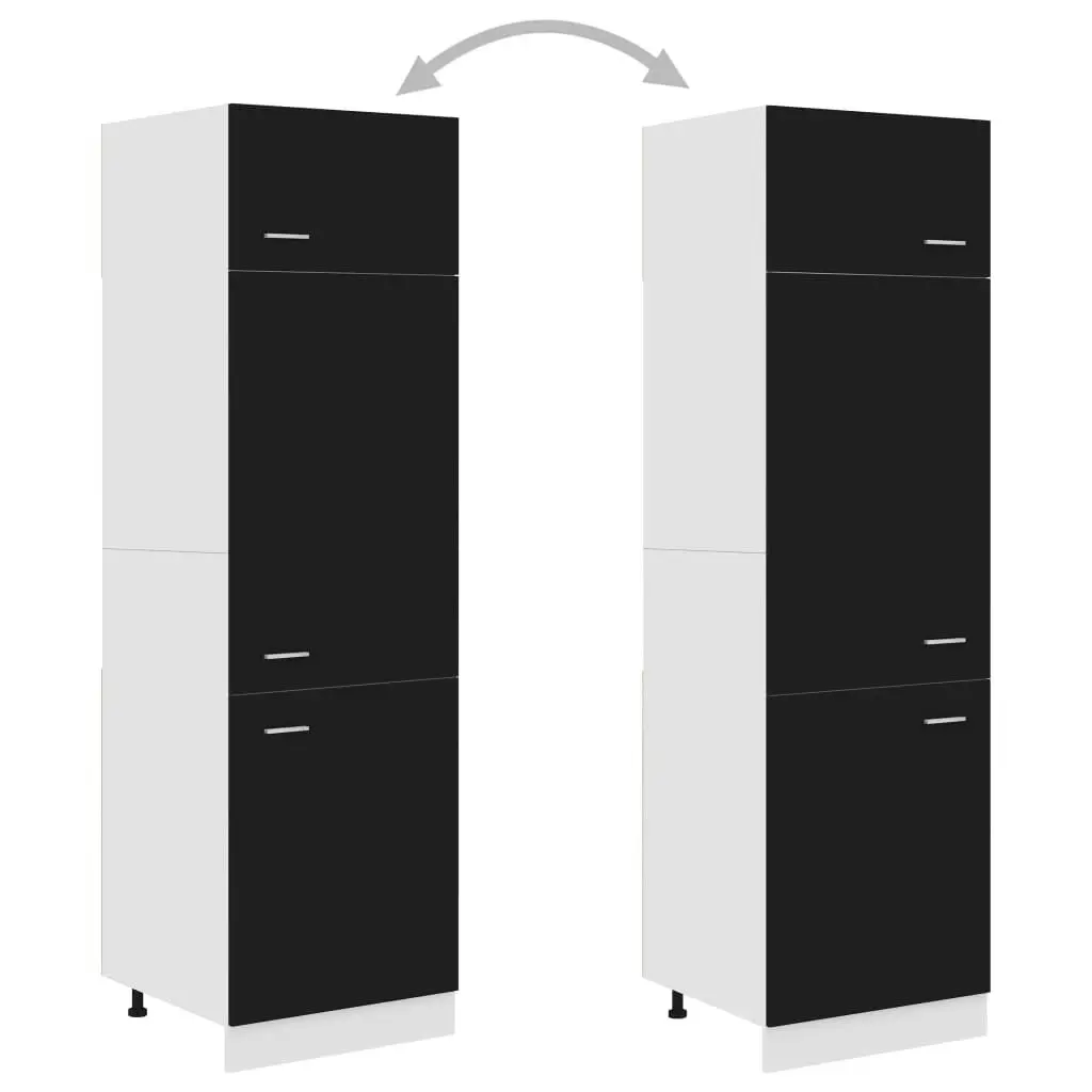 Refrigerator Cabinet Black 60x57x207 cm Engineered Wood 802539