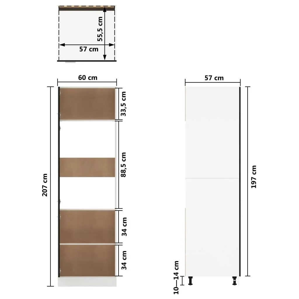 Refrigerator Cabinet Black 60x57x207 cm Engineered Wood 802539