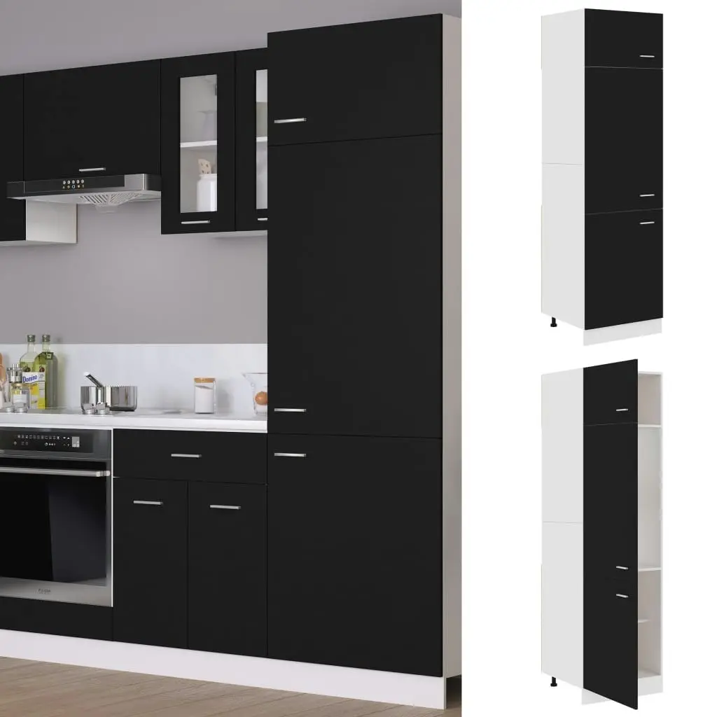 Refrigerator Cabinet Black 60x57x207 cm Engineered Wood 802539