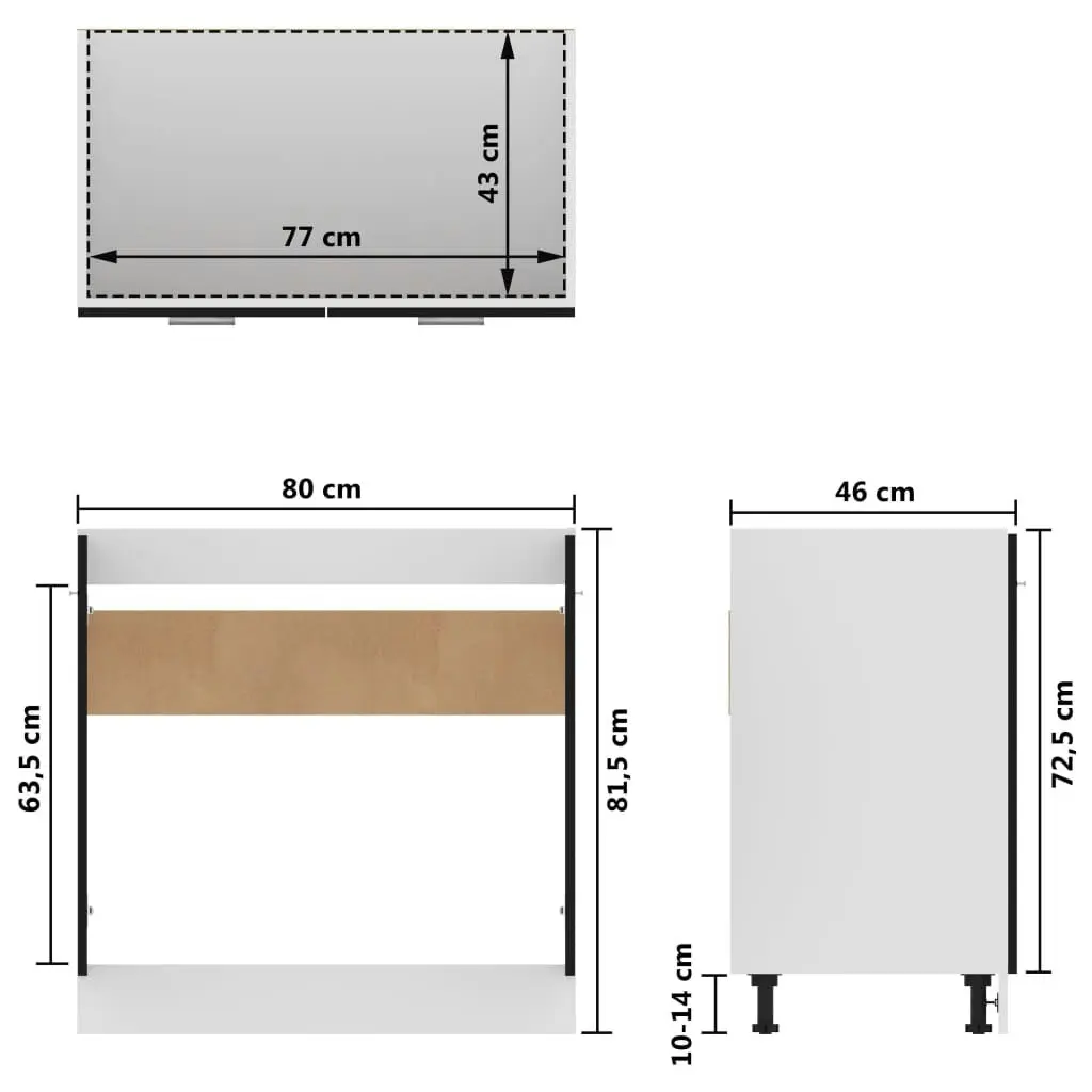 Sink Bottom Cabinet Black 80x46x81.5 cm Engineered Wood 801197