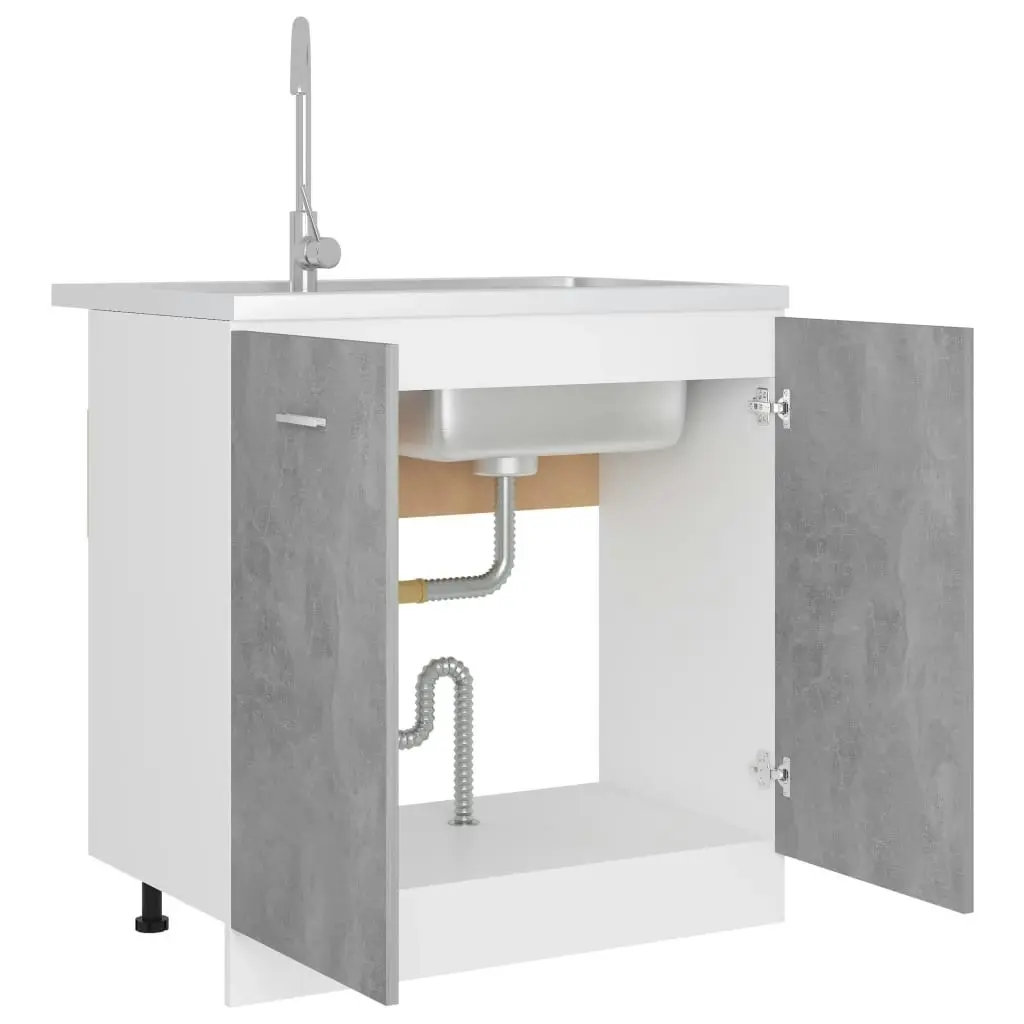 Sink Bottom Cabinet Concrete Grey 80x46x81.5 cm Engineered Wood 801200