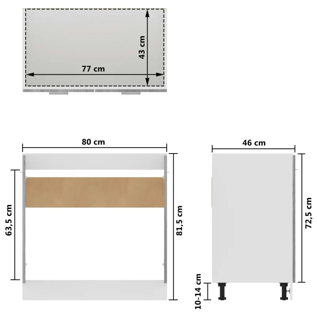 Sink Bottom Cabinet Grey Sonoma 80x46x81.5 cm Engineered Wood 815565