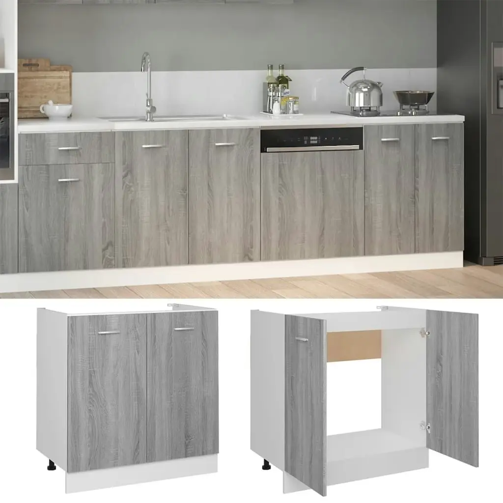 Sink Bottom Cabinet Grey Sonoma 80x46x81.5 cm Engineered Wood 815565