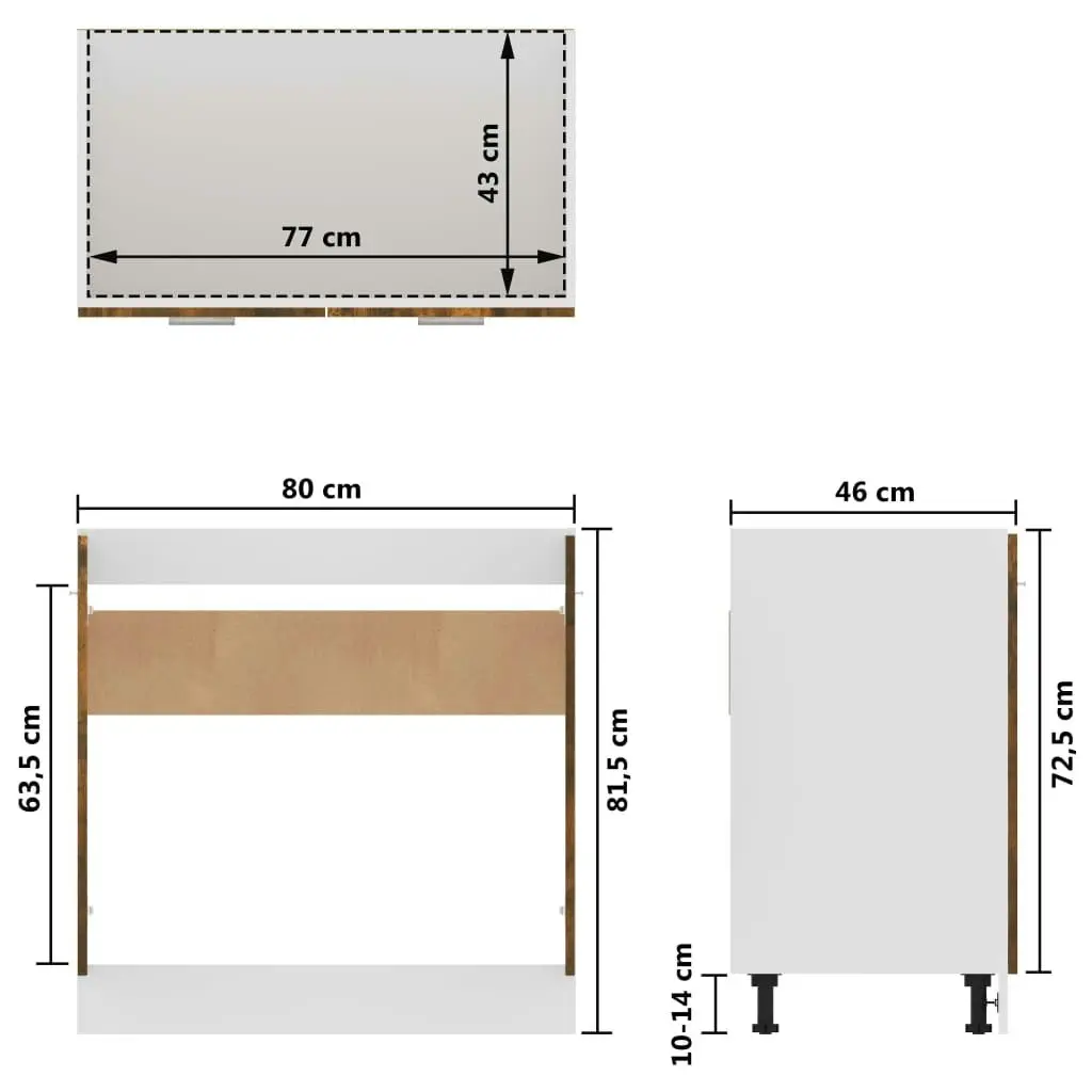 Sink Bottom Cabinet Smoked Oak 80x46x81.5 cm Engineered Wood 815564